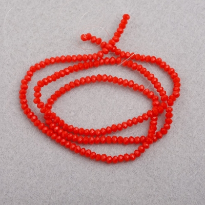 Намистини Чеський Кришталь на нитці, діаметр 3мм скло матовий червоно Оранжевий, довжина 41см