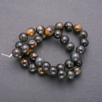 Намистини з натурального каменю Соколине Око гладка кулька, діаметр 10 (+ -) мм нитка, довжина 38 + -см