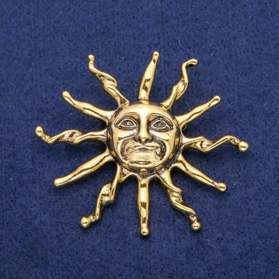Брошка Кулон Сонце 53х62мм, золотистий метал