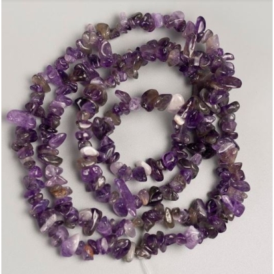 Намистини на волосіні натуральний камінь Аметист крихта d 13х5-5х3мм(+-), довжина 80см Намистини на волосіні натуральний камінь Аметист крихта d 13х5-5х3мм(+-), довжина 80см
