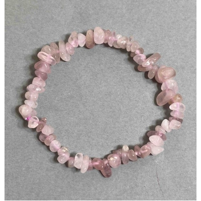 Браслет з натурального каменю Рожевий кварц крихта, діаметр 7х3 (+-) мм, довжина 18см