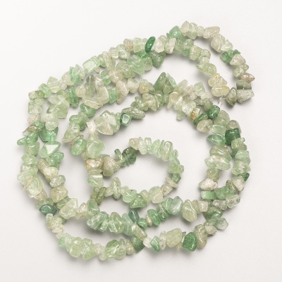 Намистини Авантюрин зелений натуральний камінь крихта на волосіні, діаметр 8х4мм+-, довжина 88см +-