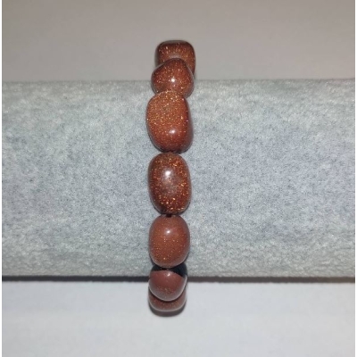 Браслет натуральний камінь Авантюрин Золотий Пісок барило на резинці 10х14мм обхват 18см