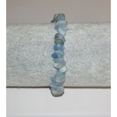 Браслет із натурального каменю Аквамарин, крихта 6-7ммх3мм+-, обхват-18см