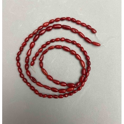 Корал натуральний зерна, діаметр 7-11х5-6мм+- асорті розміри, довжина 41см+- на волосіні