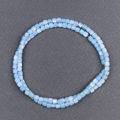 Намистини тонований Перламутр блакитний циліндр, діаметр 3,5х3,5мм+-, довжина 40см+- на волосіні