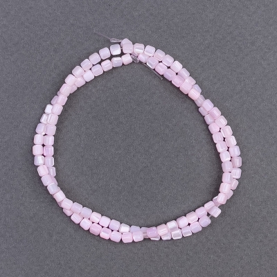 Намистини тонований Перламутр рожевий циліндр, діаметр 3,5х3,5мм+-, довжина 40см+- на волосіні