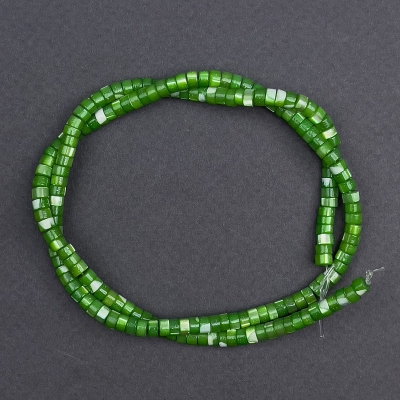 Намистини тонований Перламутр зелений шайба, діаметр 4х2мм+-, довжина 40см+- на волосіні