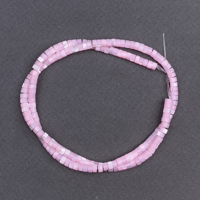 Намистини тонований Перламутр рожевий шайба, діаметр 4х2мм+-, довжина 40см+- на волосіні