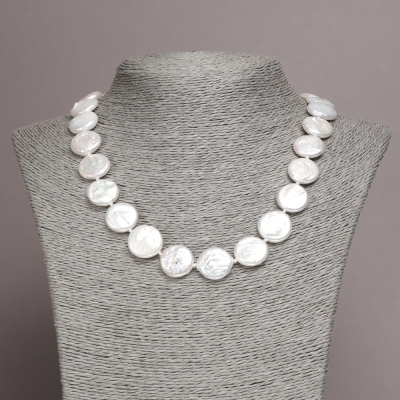 Намисто з натуральних барокових перлів, діаметр 16х5(+-)мм, довжина 45см+-