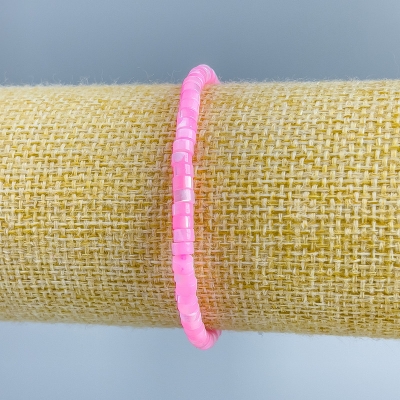 Браслет Перламутр тонований рожевий шайба, діаметр 4х2мм+-, довжина 18см (стрейч)