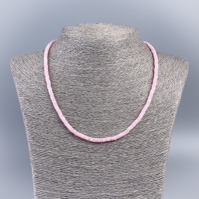 Намисто чокер з натурального Перламутру (тон.) рожевий гладкий рондель, діаметр 4х2мм+-, довжина 48см+-