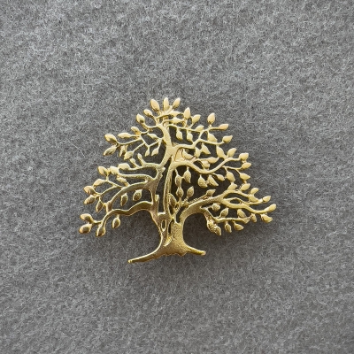 Брошка Дерево мативий золотистий метал 39х45мм +-