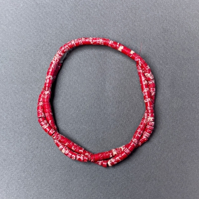 Намистини Варисцит червоний (прес.) рондель, діаметр 4.5х2.5мм+-, довжина  38см+- на волосіні