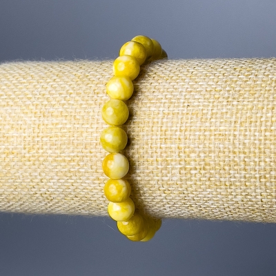 Браслет Жовтий Жадеїт гладка кулька, діаметр 8,5мм+-, довжина 18см (стрейч)