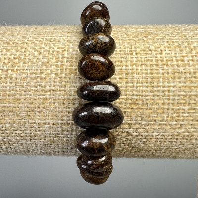 Браслет Бронзит натуральний камінь крупна галтівка, діаметр 10х5мм+-, довжина 18см+- (стрейч)