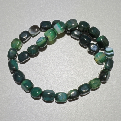 Намистини Агат зелений натуральний камінь брусок, діаметр 9х12мм+-, довжина 38см+- на волосіні