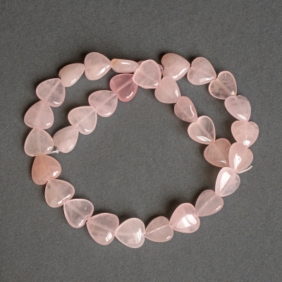 Намистини Рожевий Кварц натуральний камінь серце, діаметр 12х12х5мм+-, довжина 35см+- на волосіні