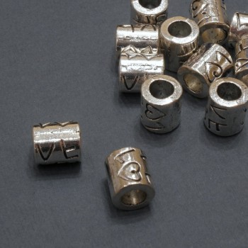 Bead Findings "Love" Pandora-style, diameter 8x9mm, hole diameter 4.5mm, packaging 20 grams 12 pcs. (+ -)