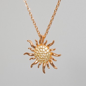 Chain "Sun" Xuping with pendant featuring white crystals, diameter 20.5mm+, length 45-50cm+, thickness 1mm+
