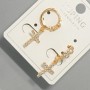 Earrings 'Cross' Xuping with White Crystals, 9x14 mm +/-, length 26 mm +/-, 18K Gold Plating