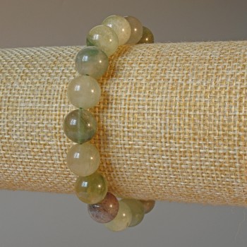 Bracelet Phantom Quartz with Rutile natural stone smooth bead, diameter 10mm±, length 18cm± (stretch)