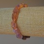 Amethyst and Strawberry Quartz Bracelet with Natural Unpolished Stone Faceted Beads, diameter 9x13mm, length 18cm, stretch