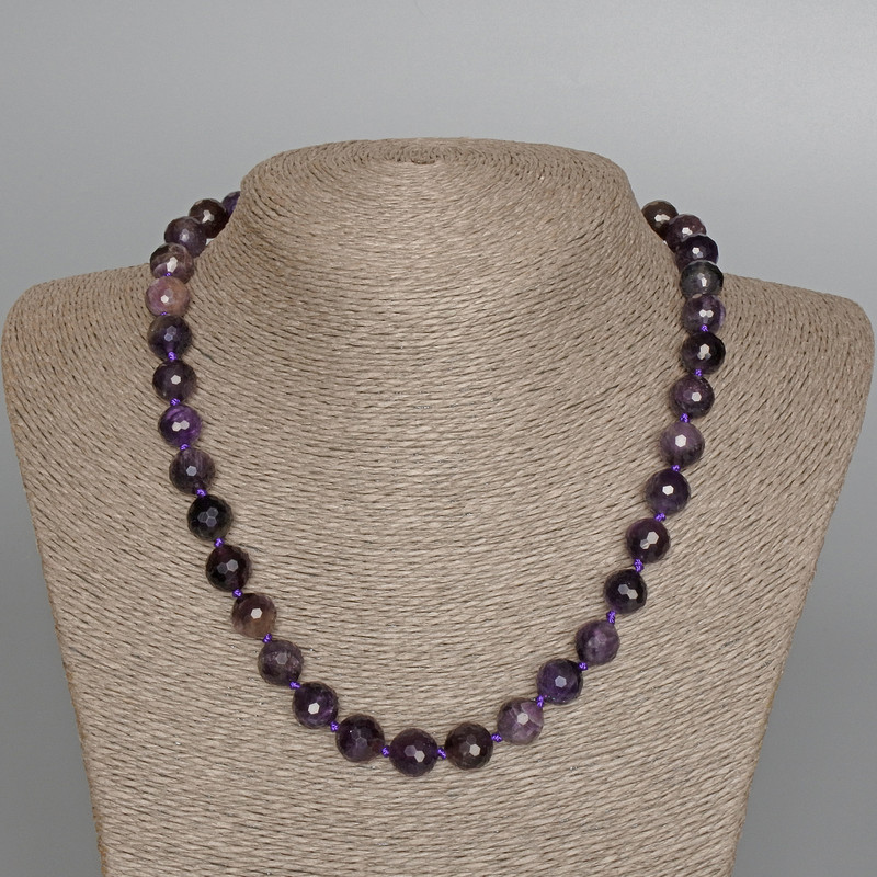 Amethyst Necklace Natural Stone Faceted Bead, 10mm diameter ±, length 49cm ±