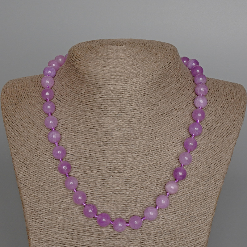 Amethyst Necklace Lavender, Natural Stone Smooth Bead, diameter 10.5mm, length 50cm