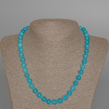 Aquamarine Bead Necklace natural stone smooth bead, diameter 8.5mm±, length 49cm±