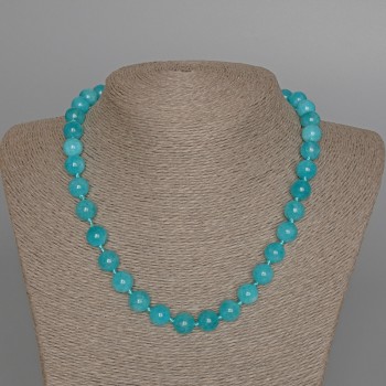 Aquamarine Bead Necklace Natural Stone Smooth Bead, diameter 10mm ±, length 48cm ±