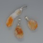 Pendant Citrine Natural Stone, assorted diameter 15x29mm +-, length 35mm+- on a silver-toned pendant