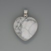 Pendant Heart Howlite, diameter 26x26mm±, length 36mm±, in a silver-plated setting