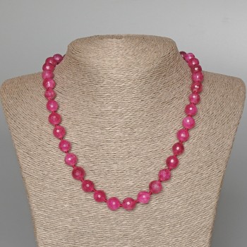 Malinovyi Tourmaline Bead Necklace, Faceted Round Beads 10mm, 49cm Length
