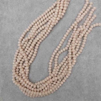 Beads Czech Crystal Beige Faceted Rondelle, 6x4 mm, 5 mm+-, 41 mm+- on Thread