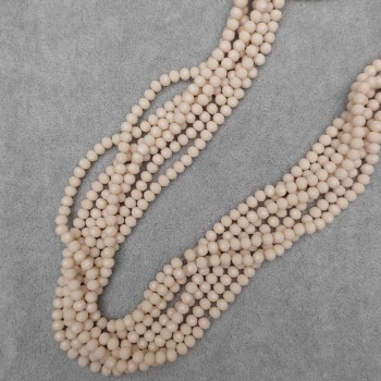 Beads Czech Crystal Beige Faceted Rondelle, 6x5mm, 41mm length on thread