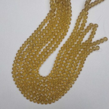 Beads Czech Crystal Clear Champagne Faceted Rondelle, 8x6mm, 40mm on Thread