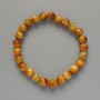 Bracelet Yellow Cat's Eye Natural Stone Smooth Bead, diameter 8.5mm±, length 18cm± (stretch)