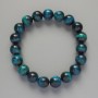 Bracelet Azure Cat's Eye Natural Stone Smooth Bead, diameter 10mm±, length 18cm± (stretch)