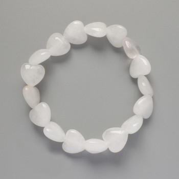 Bracelet "Heart" Mountain Crystal Natural Stone, diameter 12x12x6mm±, length 18cm± (stretch)