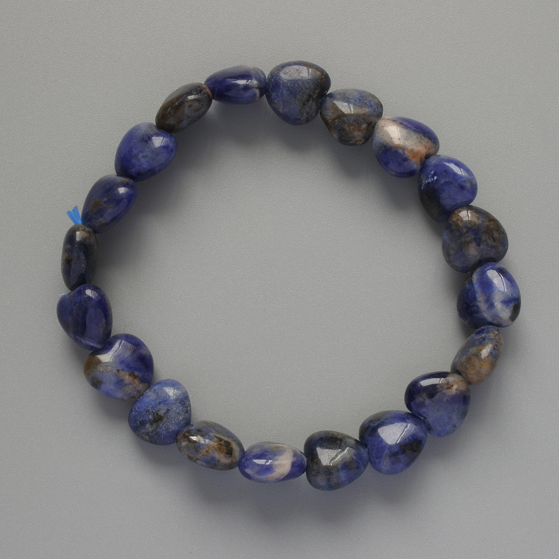 Bracelet "Heart" Sodalite Natural Stone, diameter 10x9, 5x5mm+-, length 18cm+- (stretch)