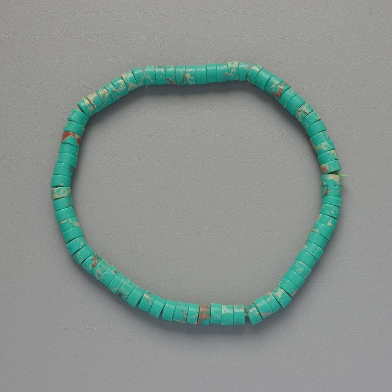 Variscite Turquoise Bracelet (Pressed) Disc Beads, 4.5×2.5 mm, diameter, 18 cm length, stretch base