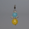 Pendant "Ukraine" Aquamarine, Citrine (artificial acrylic), diameter 10.5mm, diameter 8mm ±, length 32mm ± with rhinestones and metal inserts