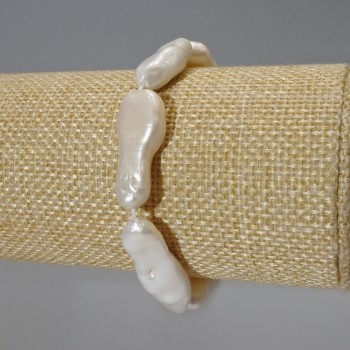 Baroque Pearl Bracelet with 'Oil Slick' Hue, 10×26mm ±, Length 18cm ± (Stretch)