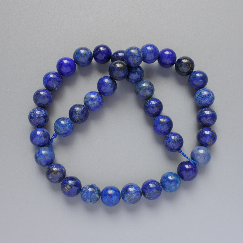 Lapis Lazuli Beads natural toned stone smooth round beads, diameter 10mm±, length 38cm± on thread