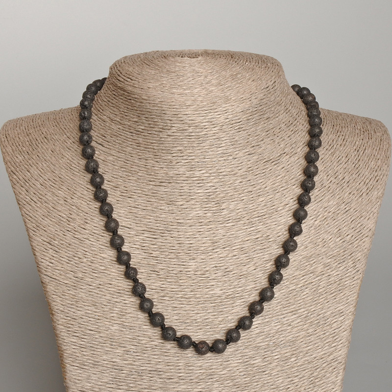 Lava Bead Necklace, 6mm balls, length 46cm
