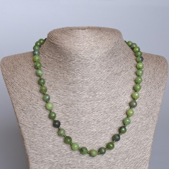 Jadeite Bead Necklace from Canadian Natural Stone, faceted spheres, 8.5 mm diameter, length 50 cm