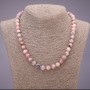 Rosy Opal Necklace natural stone smooth bead, diameter 8.5(±)mm, length 49cm
