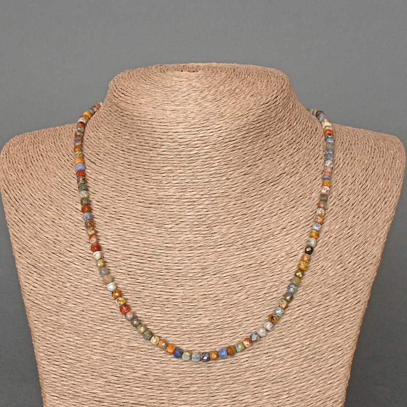 Sodalite Necklace Natural Stone Grened Cubes 4mm Diameter ±, Length 48cm ±