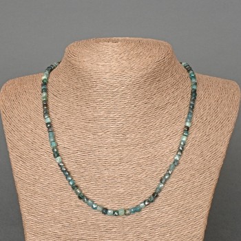 Apatite Necklace with natural gemstone, faceted cube, diameter 4mm±, length 48cm±